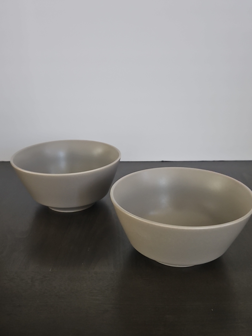 Set Of 2 Crate&Barrel Matte Gray Paige Ceramic Bowls